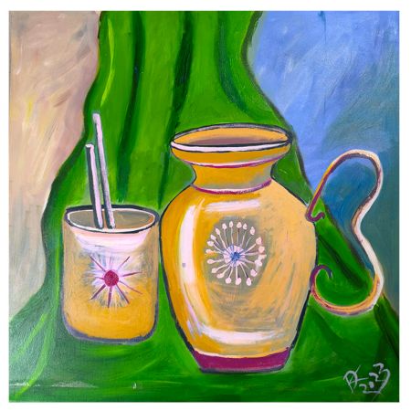 Still Life Canvas Painting by Artist Debayan Kundu 30 x 30 Inches